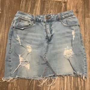 Distressed Mini Jean Skirt from a Boutique